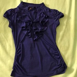 Deep Blue Ruffle Blouse Size S